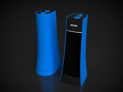 Daily Electrical Appliances Two Blue Modern Tower Air Purifiers With DEMO Label 3d model
