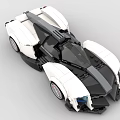 Building Blocks Sports Car Model With White And Black Streamlined Design And Detailed Wheels