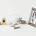 Minimalist Daily Life Items Arrangement With Perfume Bottles Orchid Tray And Picture Frame