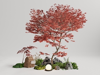 Tree Landscape Tree Red Maple Plant Pile 3d model