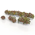Decorative Plants With Pink Yellow Flowers And Green Leaves In Ball Garland Shapes