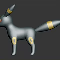 Animated Blue Creature Character With Yellow Markings Pointed Ears And Striped Tail 3D Model Figure