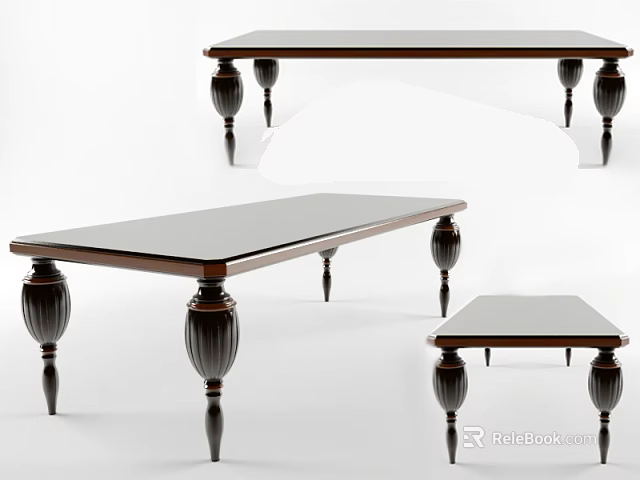 Elegant Dining Tables With Ornate Leg Designs And Smooth Surfaces In Different Sizes 3d model 