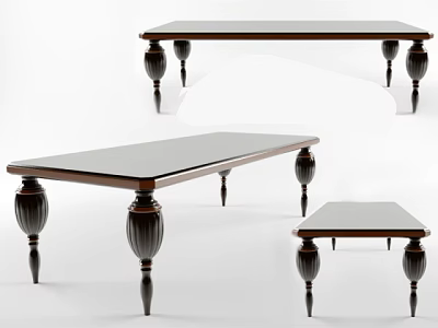 Elegant Dining Tables With Ornate Leg Designs And Smooth Surfaces In Different Sizes 3d model