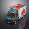 Old Food Truck With Rusty Roof And Colorful Graffiti FOOD Illustration
