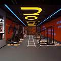Modern Fitness Gym Interior With Colorful Punching Bags And Exercise Floor Markers