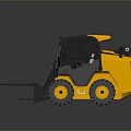 Yellow Black Industrial Skid Steer Loader With Front Forks And Large Tires