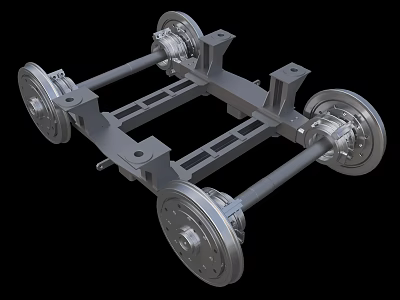 Industrial Equipment Bogie Structure With Metal Frame Wheels And Axles For Rail Vehicles 3d model