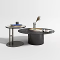 Modern Round Marble Coffee Table Designs With Tray Vase And Decorations 3d model