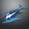 Blue Streamlined Futuristic Concept Model With Multiple Fins And Sleek Surface 3d model