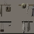 Wooden and Black Wall Hooks Hanging Bags Hat Scarves and Clothes for Home Organization