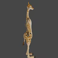 Cartoon Giraffe with Long Neck Spotted Pattern Smiling Face and Colorful Blurred Background