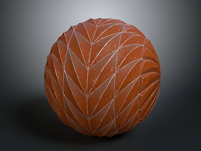 Decorative Orange Sphere With Intricate Leaf Shaped Geometric Surface Patterns 3d model