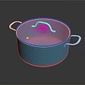 Blue Cooking Pot With Stainless Steel Handles And Smooth Interior Surface