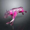 Dynamic Pink And Purple Dog With Mechanical Skeleton Running In Glowing