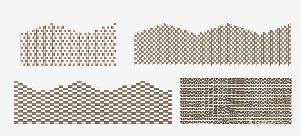 Brown And White Geometric Grid Patterns For Decorative Textile Design 3d model