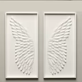 Modern Minimalist White Wing Shaped Wall Decor with Frames for Home Decoration 3d model