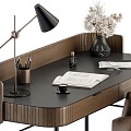 Home office wooden and black desk office furniture 292 3d model