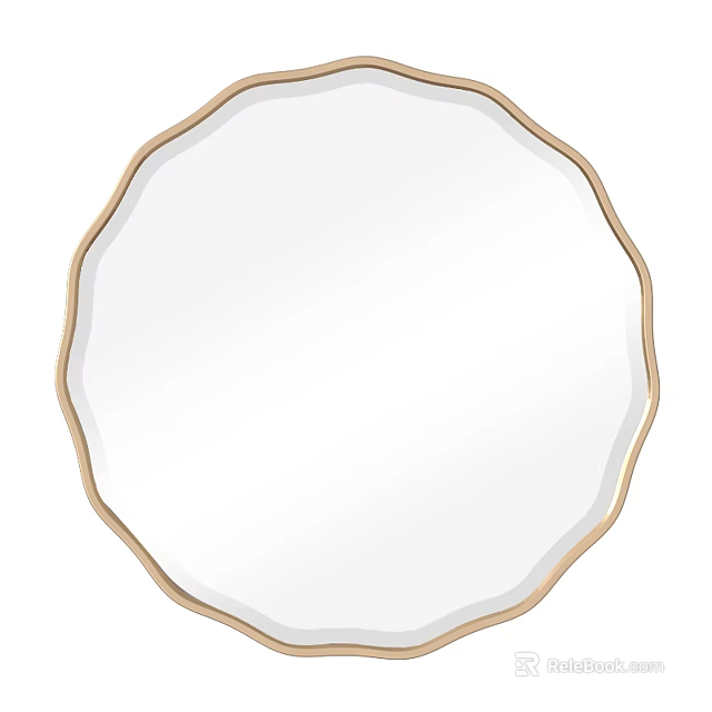 Modern Decorative Wall Mirror With Gold Irregular Frame For Home Interior 3d model 