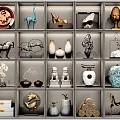 Decorative Ornament Set With Various Sculptures Vases And Animal Figures For Home Decor