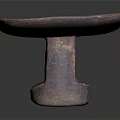 Handcrafted Wooden Tray With Oval Top Cylindrical Base And Natural Wood Grain