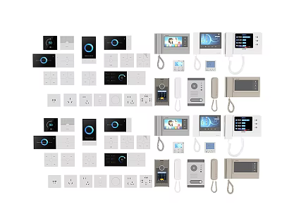 Various Modern Switch Panels With Touch Screen Digital Display And Button Design For Home Use 3d model