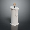 White Candle With Melted Wax And Burnt Wick On Dark Background
