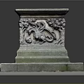 Elegant Decorative Stone Pedestal With Intricate Carved Patterns And Solid Base