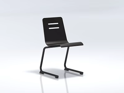 Modern Black Leisure Chair with Perforated Backrest and Metal Legs for Contemporary Indoor Use 3d model