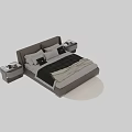 Modern Leather Double Bed Frame With Dark Headboard Nightstands Pillows And Round Rug