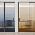 Modern Interior Sliding Doors With Ribbed Glass And Black Metal Frames