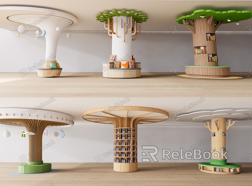 Modern Pillar Interior Decoration Special-shaped Creative Pillar Library Bookshelf Seat Pillar Reading Room Pillar Decoration Pillar Children's Space Pillar model