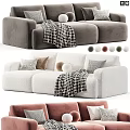 Modern Two Seater Sofa With Velvet Upholstery Multiple Color Options Throw Pillows And Blanket