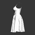 White Polka Dot Dress with Spaghetti Straps Fitted Waist and A line Skirt