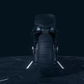 Futuristic Electric Motorcycle with Sleek Black Body White Seat LED Lights and Modern Concept Design