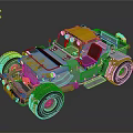 Yellow And Silver Off Road Car With Large Tires Open Design And Front Seats