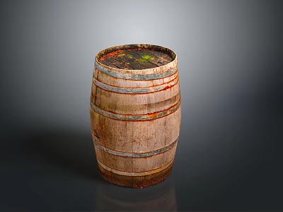 Vintage Wooden Barrel With Rustic Metal Hoops And Aged Texture For Home Decor 3d model
