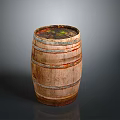 Vintage Wooden Barrel With Rustic Metal Hoops And Aged Texture For Home Decor