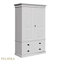 White Modern Cabinet with Two Doors and Drawers for Bedroom Storage