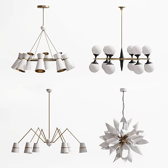 Post-modern special-shaped chandelier combination 3d model