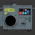 Rusty Blue Industrial Equipment With Side Mounted Fan Control Panel Warning Labels And Wheels 3d model