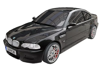 Black BMW M3 Sporty Car With Shiny Exterior And Silver Alloy Wheels 3d model
