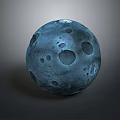 Blue Spherical Planet With Craters And Surface Texture In Space Landscape View 3d model
