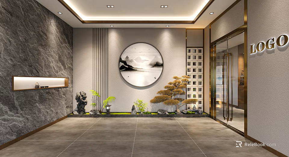 Elegant Modern Restaurant Interior With Open Dining Area And Stylish Decor Elements 3d model