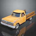 Vintage Yellow Truck With Wooden Bed And Classic Retro Design