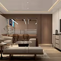 Modern Open Living Room Interior With Sofa Coffee Table TV Plants And Wooden Accents
