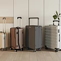 Elegant Modern Suitcases In Various Colors With Rolling Wheels Indoor 3d model