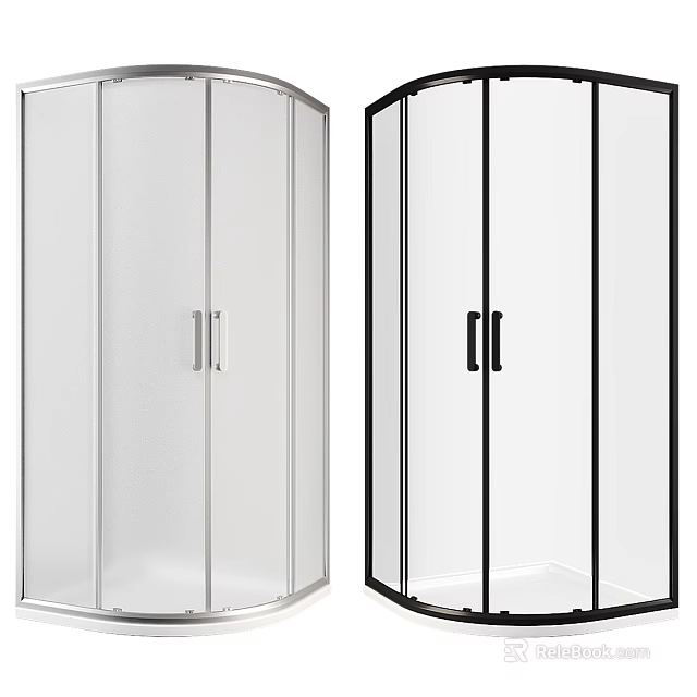 White and Black Glass Shower Sauna Enclosure with Modern Design and Handles 3d model 