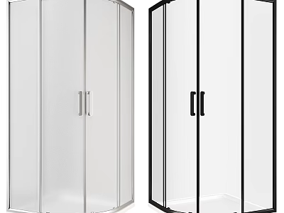 White and Black Glass Shower Sauna Enclosure with Modern Design and Handles 3d model