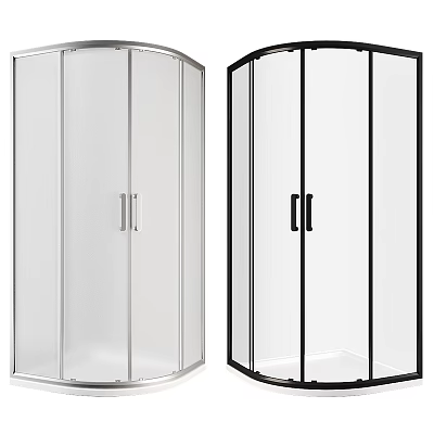 White and Black Glass Shower Sauna Enclosure with Modern Design and Handles 3d model